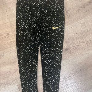 Nike Gold and Black Leggings Athletic Performance Wear